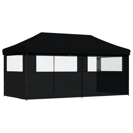 Partytent inklapbaar pop-up met 3 zijwanden zwart