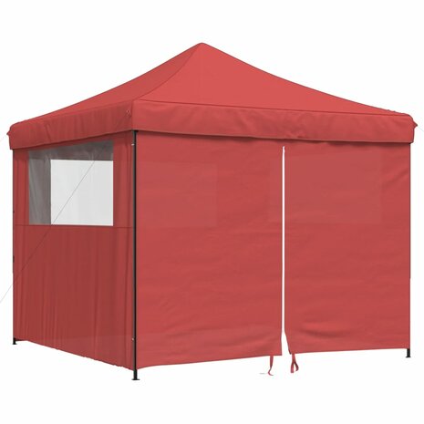 Partytent inklapbaar pop-up met 4 zijwanden bordeauxrood
