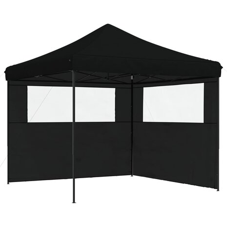 Partytent inklapbaar pop-up met 2 zijwanden zwart