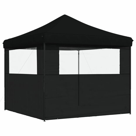 Partytent inklapbaar pop-up met 2 zijwanden zwart