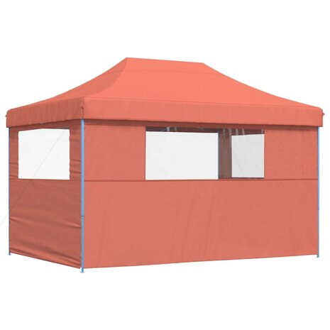 Partytent inklapbaar pop-up met 3 zijwanden terracottakleurig