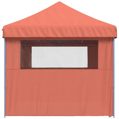 Partytent inklapbaar pop-up met 4 zijwanden terracottakleurig