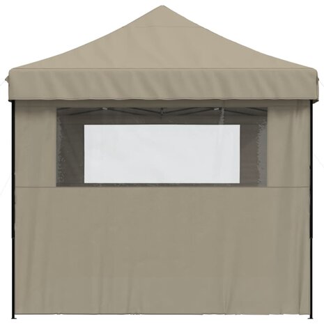 Partytent inklapbaar pop-up met 3 zijwanden taupe