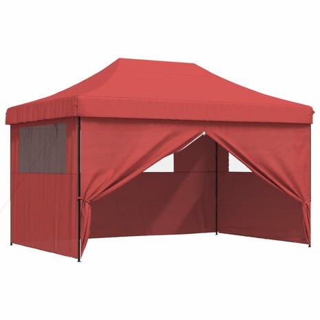 Partytent inklapbaar pop-up met 4 zijwanden bordeauxrood