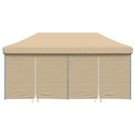 Partytent inklapbaar pop-up met 4 zijwanden beige