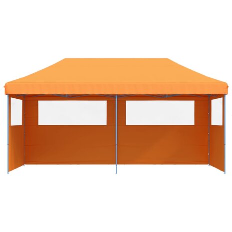Partytent inklapbaar pop-up met 3 zijwanden oranje