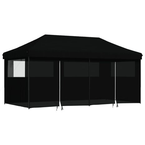 Partytent inklapbaar pop-up met 4 zijwanden zwart