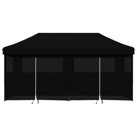 Partytent inklapbaar pop-up met 4 zijwanden zwart