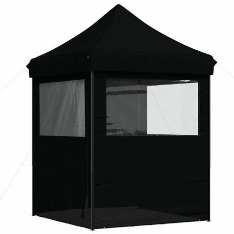Partytent inklapbaar pop-up met 4 zijwanden zwart