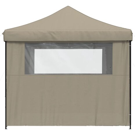 Partytent inklapbaar pop-up met 4 zijwanden taupe