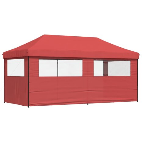 Partytent inklapbaar pop-up met 3 zijwanden bordeauxrood