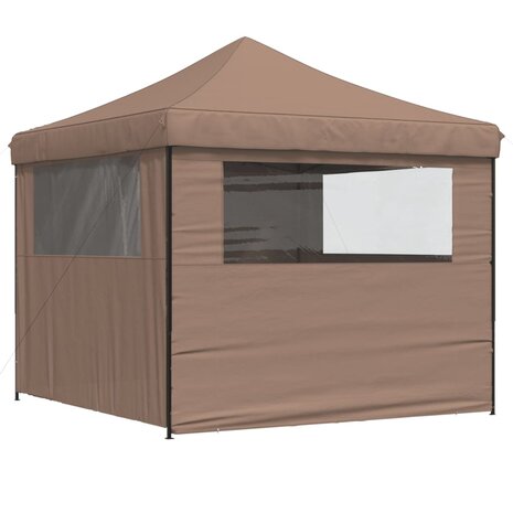 Partytent inklapbaar pop-up met 4 zijwanden bruin