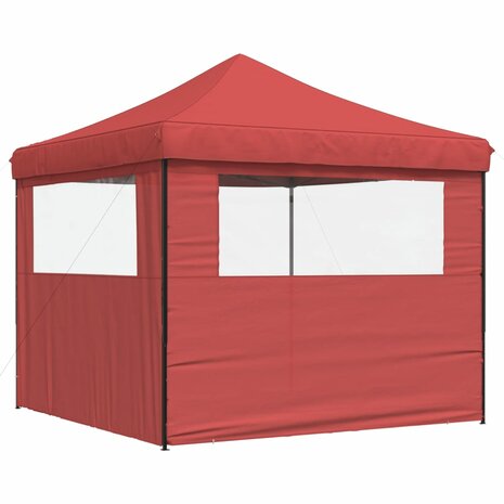 Partytent inklapbaar pop-up met 2 zijwanden bordeauxrood
