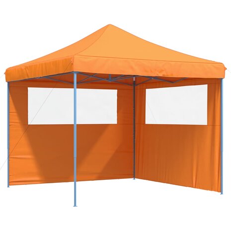 Partytent inklapbaar pop-up met 2 zijwanden oranje