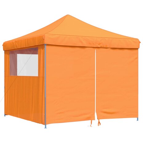 Partytent inklapbaar pop-up met 4 zijwanden oranje
