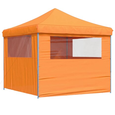 Partytent inklapbaar pop-up met 4 zijwanden oranje