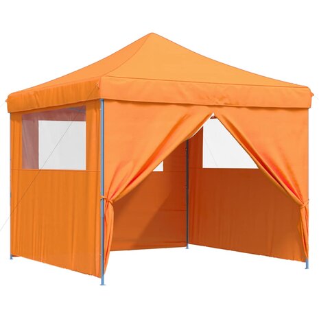 Partytent inklapbaar pop-up met 4 zijwanden oranje