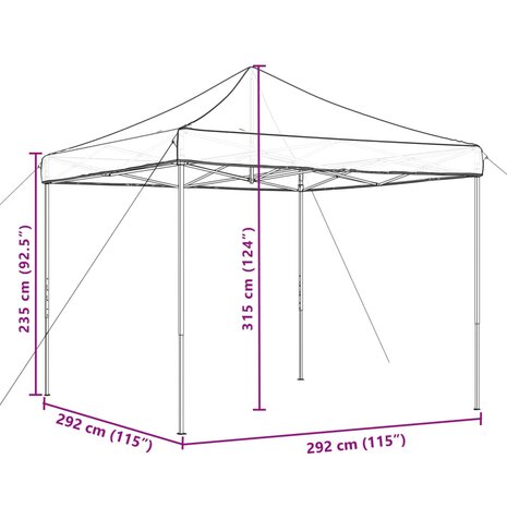 Partytent inklapbaar pop-up 292x292x315 cm oranje