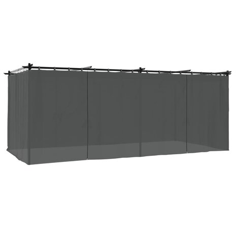 Prieel met gordijnen 6x3 m staal antracietkleurig