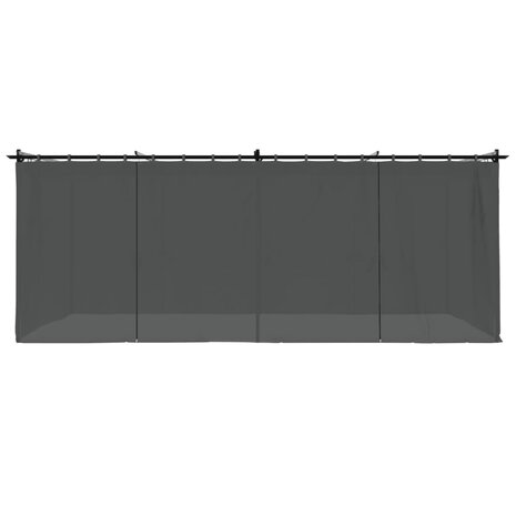Prieel met gordijnen 6x3 m staal antracietkleurig