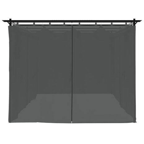 Prieel met gordijnen 6x3 m staal antracietkleurig