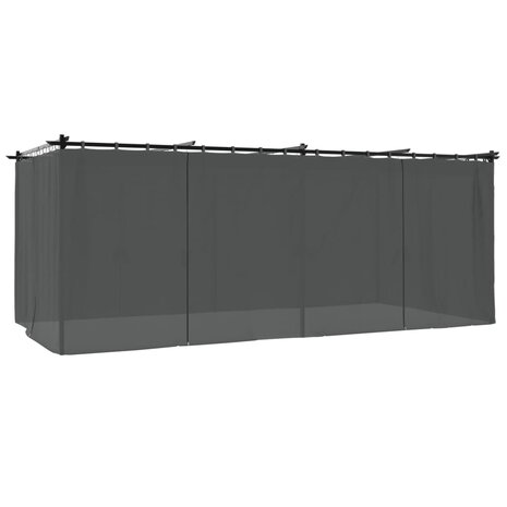 Prieel met gordijnen 6x3 m staal antracietkleurig