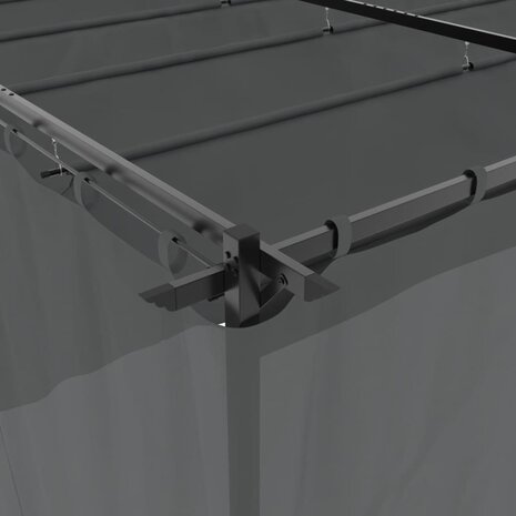 Prieel met gordijnen 6x3 m staal antracietkleurig