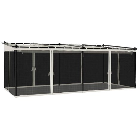 Prieel met zijwanden van gaas 6x3 m staal crèmekleurig