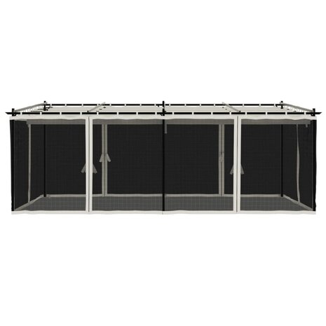 Prieel met zijwanden van gaas 6x3 m staal crèmekleurig