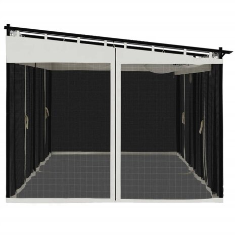 Prieel met zijwanden van gaas 6x3 m staal crèmekleurig