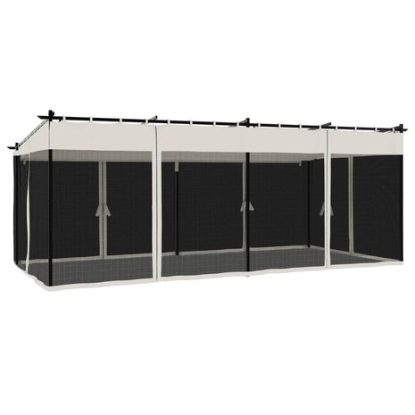 Prieel met zijwanden van gaas 6x3 m staal crèmekleurig