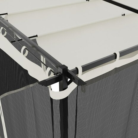 Prieel met zijwanden van gaas 6x3 m staal crèmekleurig
