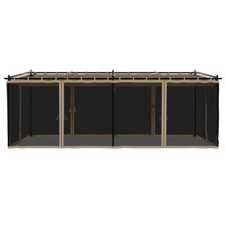 Prieel met zijwanden van gaas 6x3 m staal taupe