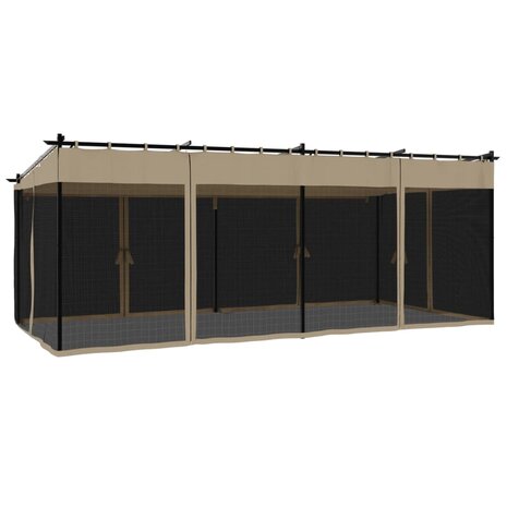 Prieel met zijwanden van gaas 6x3 m staal taupe