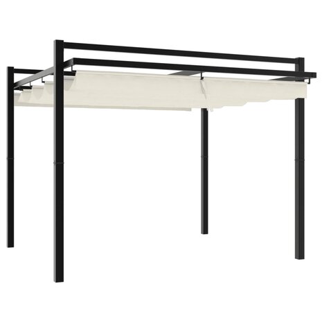 Prieel met uittrekbaar dak 3x3 m aluminium crèmekleurig