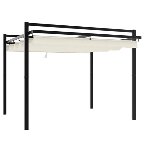 Prieel met uittrekbaar dak 3x3 m aluminium crèmekleurig