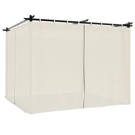 Prieel met gordijnen 3x3 m staal crèmekleurig