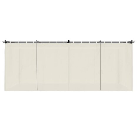 Prieel met gordijnen 6x3 m staal crèmekleurig