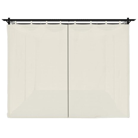 Prieel met gordijnen 6x3 m staal crèmekleurig