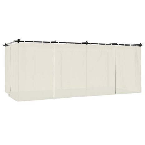 Prieel met gordijnen 6x3 m staal crèmekleurig