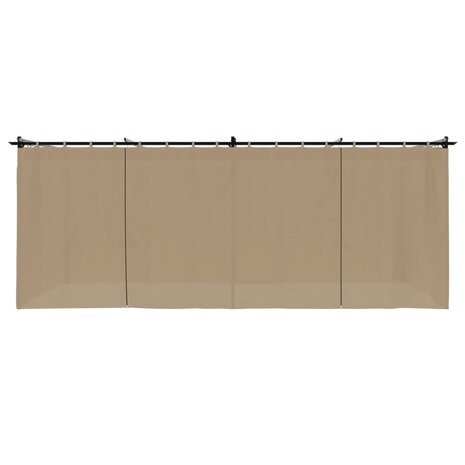 Prieel met gordijnen 6x3 m staal taupe