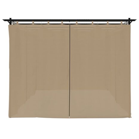 Prieel met gordijnen 6x3 m staal taupe