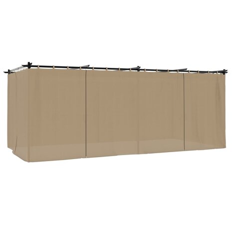 Prieel met gordijnen 6x3 m staal taupe