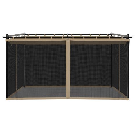 Prieel met zijwanden van gaas 4x3 m staal taupe