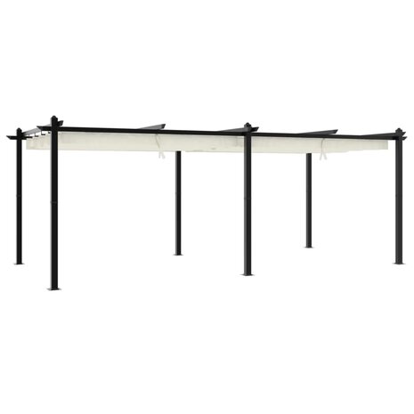 Prieel met uittrekbaar dak 3x6 m aluminium crèmekleurig