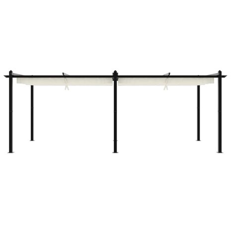 Prieel met uittrekbaar dak 3x6 m aluminium crèmekleurig