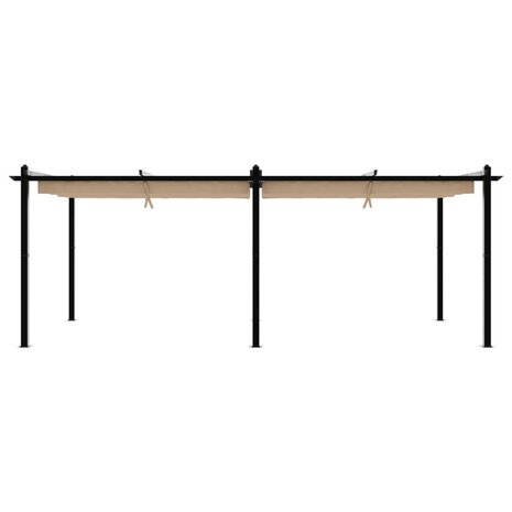 Prieel met uittrekbaar dak 3x6 m aluminium taupe