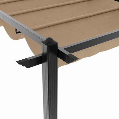Prieel met uittrekbaar dak 3x6 m aluminium taupe