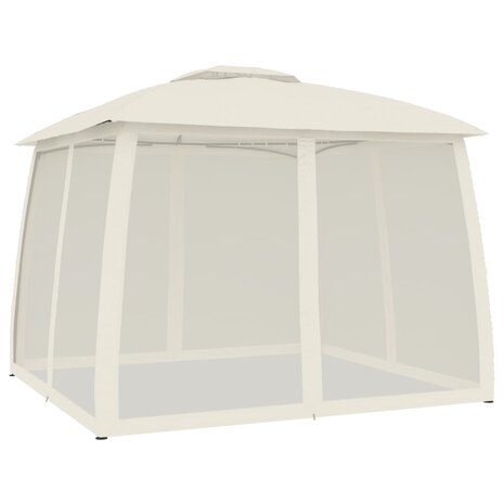 Prieel zijwanden van gaas en dubbel dak 2,93x2,93 m staal crème