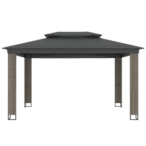 Prieel met dubbel dak 3,94x2,96 m staal antracietkleurig